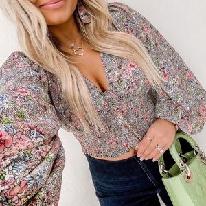 BuddyLove Ditsy Floral Cropped Top